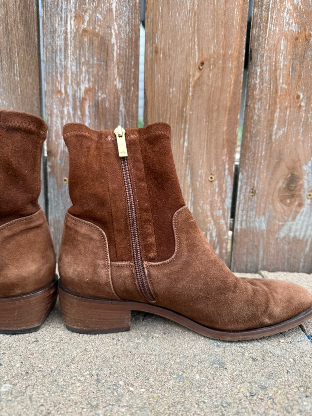 Aquatalia Women’s Brown Leather Sock Ankle Boot Side Zip Almond Toe Size 7 - Picture 6 of 15